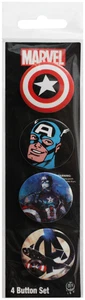 Buttons - Captain America Marvel Comic Hero Pin Anstecker Pack Geschenk 4er Set #88022 - Bild 1 von 6