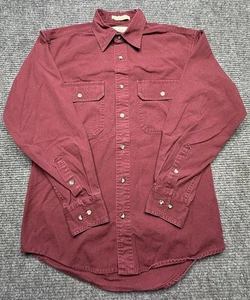 Cabela's Roughneck Shirt Mens Small Burgundy Stonewash Canvas Button Front - Picture 1 of 8