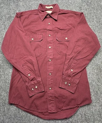 Cabela's Roughneck Shirt Mens Small Burgundy Stonewash Canvas Button Front - Image 1 of 4