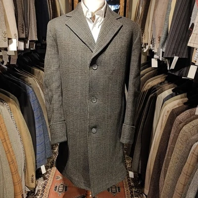 Vintage Mens 42R Check Tweed Pea Over Coat Jacket Harris Style Wool Heavy V - Image 1 of 4