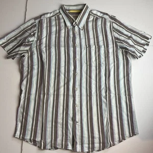 Camel Active Mens Multi Striped Cotton Short Sleeve Modern Fit Shirt Size Large - Picture 1 of 6