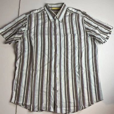 Camel Active Mens Multi Striped Cotton Short Sleeve Modern Fit Shirt Size Large - Image 1 of 4