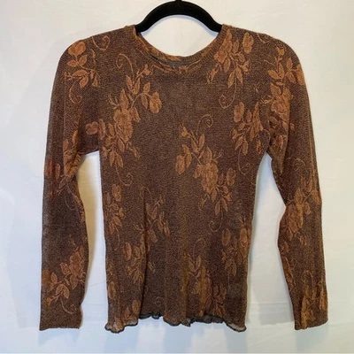 Vintage Hanky Panky Sheer Mesh Floral Top Y2K Goth 90’s Shirt Size Medium Blouse - Image 1 of 4