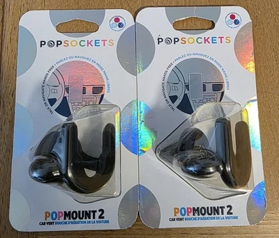 Lot Of TWO PopSockets Brand Pop Mount 2 Car Vent Holder for Phone - Black  - Image 1 of 3