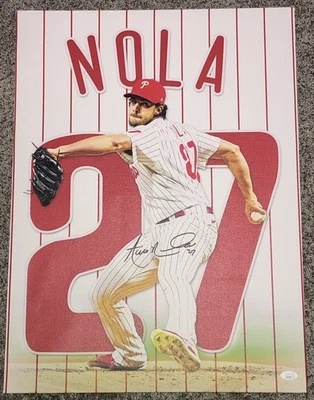Aaron Nola Signed 16x20 Custom Canvas Philadelphia Phillies JSA COA - Image 1 of 4
