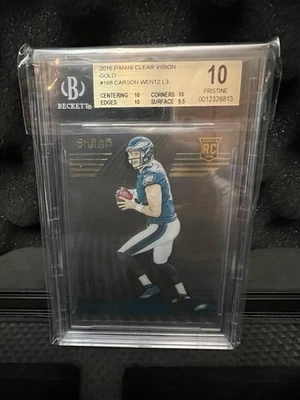 2016 Panini Clear  Vision Rookies GOLD Level 3 /29 Carson Wentz BGS PRISTINE 10! - Image 1 of 3