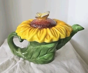 Sunflower Teapot With Butterfly Lid By Flowers Inc Balloons 6.5" 2016 - Picture 1 of 11