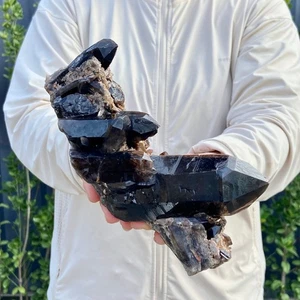 2.6LB Natural Black Smoke Color Quartz Cluster Crystal Specimens Mineral Healing - Picture 1 of 12