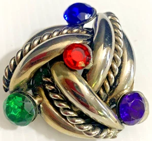 Broche Celta 2" con Estrás Azul Verde Azul y Púrpura Vintage Años 60 - Imagen 1 de 5