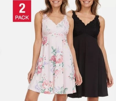 Flora Nikrooz Women's Chemise, 2-pack- MultiColors Size L - Image 1 of 4