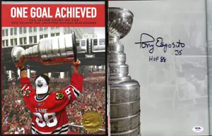 Tony Esposito SIGNED One Goal Achieved HC 1st Ed PSA/DNA AUTOGRAPHED Blackhawks - Imagen 1 de 1