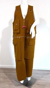 MAX MARA Cognac 100% Camel Wool Long FISHING VEST Motif Duster Vest  NWOT  US14 - Picture 1 of 11