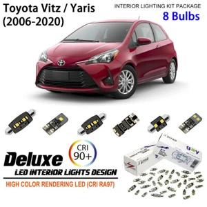 8 Bulbs Interior LED Light Kit White Dome Light for 2006-2020 Toyota Yaris Vitz - Picture 1 of 8