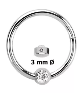 Piercing Lippenbändchen Ring BCR 1,2mm Clicker Scharnier und 3mm Kristall Platte - Bild 1 von 30