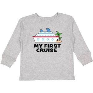 Inktastic My First Cruise With Cruise Ship And Palm Toddler Long Sleeve T-Shirt - Picture 1 of 9