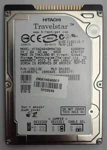 Hitachi HTS424040M9AT00 HDD, 2,5" , 40GB, 44-Pin IDE/PATA , getestet mit Bildern - Bild 1 von 8