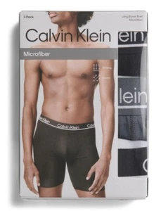 CALVIN KLEIN 3pk Micro Plus Long Boxer Briefs/Black, Grey - Picture 1 of 3