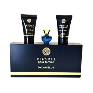 VERSACE DYLAN BLUE pour femme Set di 3 pezzi MINI PROFUMO NUOVO - Foto 1 di 4