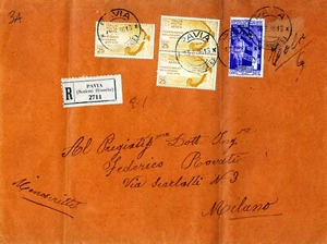 ITALIEN - Königreich - 1935 - Pro Milizia (4) - 50+30 Cent. e Bellini 25 c. PA (MR) - Bild 1 von 2