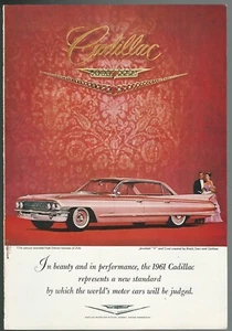 1961 CADILLAC advertisement, De Ville Sedan, Jeweled crest, Pink Caddy print ad - Bild 1 von 3