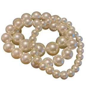 Pulsera de perlas vintage, perlas tamaño 3, perlas simuladas, 3 pulseras, firmada - Imagen 1 de 7