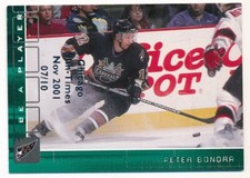 PETER BONDRA 2001/02 BAP MEMORABILIA #195 EMERALD SUN TIMES EMBOSSED #07/10 $60