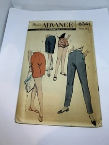 VINTAGE UNCUT Sewing Pattern Advance 8341 Misses Pants Shorts Size 25 Waist - Picture 1 of 2