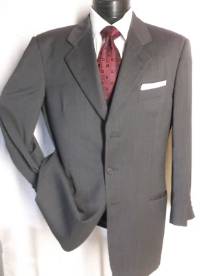 Mani By Giorgio Armani Gray Fine Striped Suit 3 Button 41R pants 35W/ 29 1/2 L - Image 1 of 4