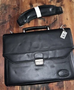 Stetson Laptop Teczka Torba Prawdziwa włoska skóra Nowa Czarna Komunikator - Zdjęcie 1 z 7