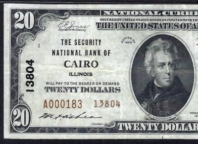 🇺🇸 IL 1929 $20 TYPE-2 ♚♚CAIRO, ILLINOIS♚♚ PMG CHOICE VERY FINE 35 EPQ - Image 1 of 3