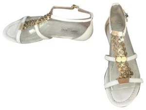 Jimmy Choo WYATT White Gold Logo Disks AMAZING Sandals EU 40 42 I LOVE SHOES - Picture 1 of 8