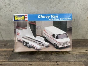 Revell Chevy Van With Race Car Trailer Model Kit 1:24 Vintage Complete - Picture 1 of 13