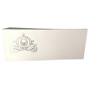 50 GOLD Cinderella Carriage Tent Style WHITE place cards 4.25" x 1.75 folded - Picture 1 of 1