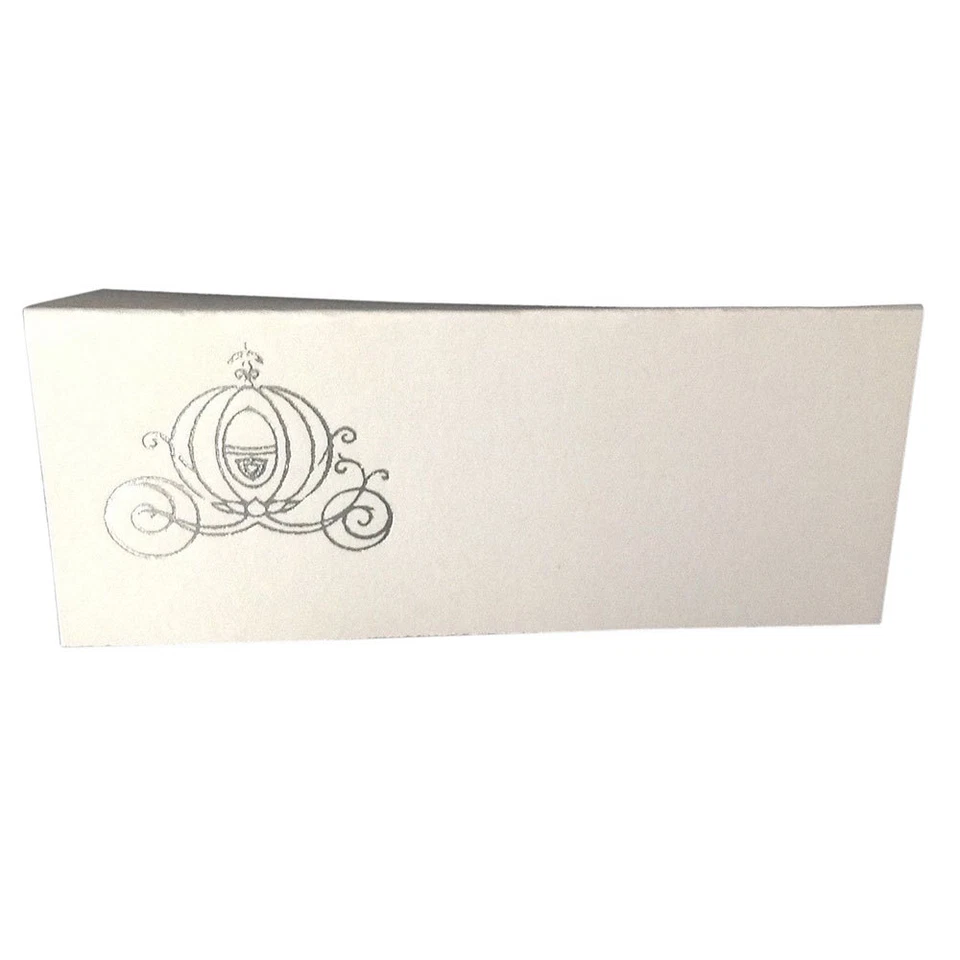 75 Silver Cinderella Carriage Tent Style White place cards 4.25" x 1.75 folded Foto 1 de 1