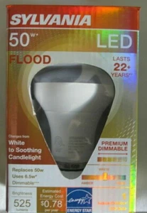 Sylvania® LED Flood R20 Bulb 6.5w = 50w Dimmable White to Soothing Candlelight - Picture 1 of 5