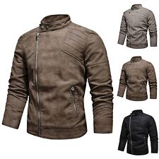 Water Raincoat Mens Winter PU Leather Jacket With Velvet Large Lapel Incline