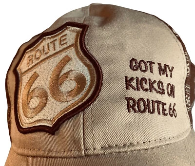 Gorra de colección US Route 66 Got My Kicks On Route 66 marrón tostado 100 % algodón Foto 1 de 4