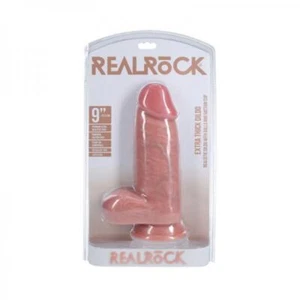 Realrock Extra Thick 9 In. Dildo With Balls Beige - Picture 1 of 1