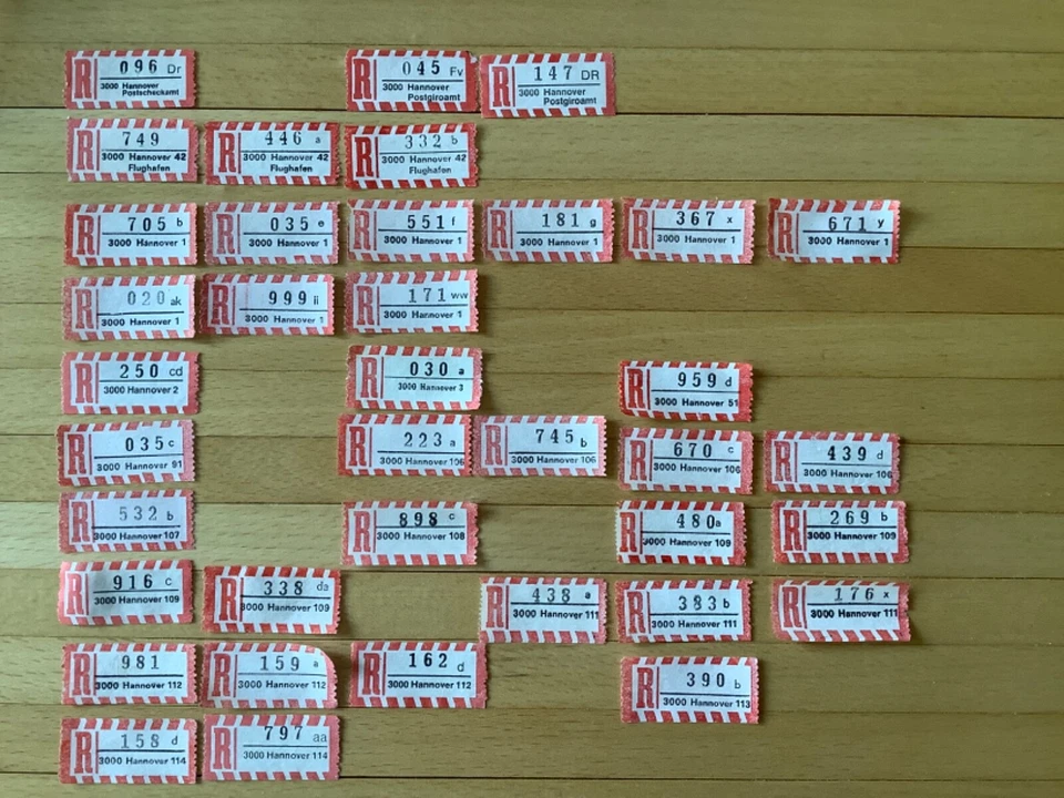Reco-Zettel 3000 Hannover  Flughafen Postscheckamt Postgiroamt (38 Stk) - Bild 1 von 1
