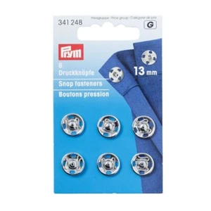 Prym Snap Fasteners, 13mm, Silver-Coloured, 6 Per Pack #341248 - Picture 1 of 2