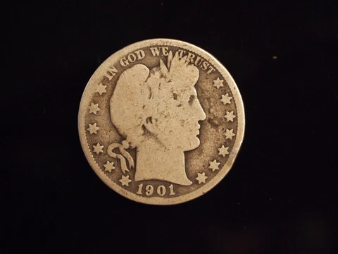 1901 O 90% Silver Barber Half Dollar About Good Condition Cover
