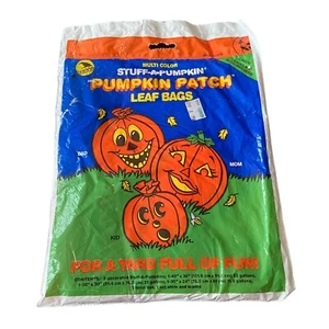 NOS Vintage 1992 90s Sun Hill Halloween Stuff A Pumpkin Patch Leaf Bags Family - Bild 1 von 5
