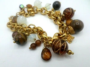 Joan Rivers Charm Bracelet Dangles Gold Tone Signed 7 3/4" - Picture 1 of 7