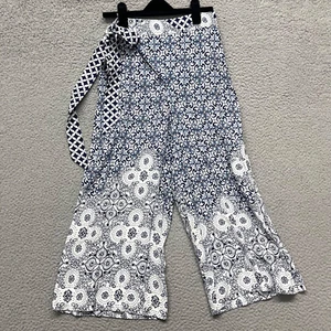 Farm Rio Wrap Pants Womens XS Blue Paisley Coastal Resort Wear Beach Tropical - Picture 1 of 14
