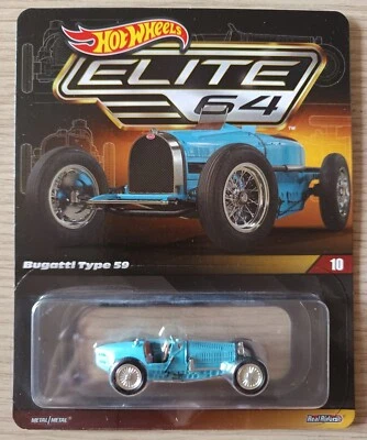 Hot Wheels Bugatti Type 59 Elite 64 - 10 (Con Protettore) Real Riders - Immagine 1 di 2