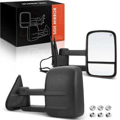 Espejo retrovisor de remolque térmico eléctrico negro 2 piezas para Chevy Silverado GMC Sierra 1999-2007 Foto 1 de 4