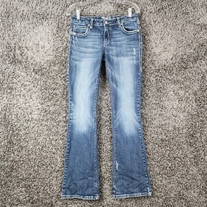 Rock 47 Womens Distressed Heavy Stitch Bootcut Blue Jeans Size 5 - Picture 1 of 8