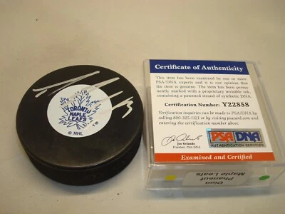 Dion Phaneuf Signed Toronto Maple Leafs Hockey Puck Autographed PSA/DNA COA 1A - Image 1 of 3