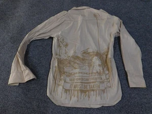 Artful Dodger Shirt Mens Large Beige Graphic Long Sleeve Button Up Streetwear - Picture 1 of 18