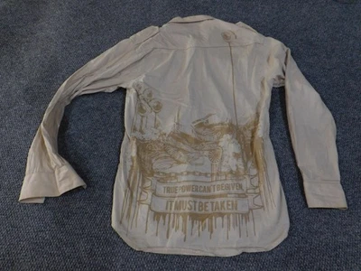 Artful Dodger Shirt Mens Large Beige Graphic Long Sleeve Button Up Streetwear - Image 1 of 4